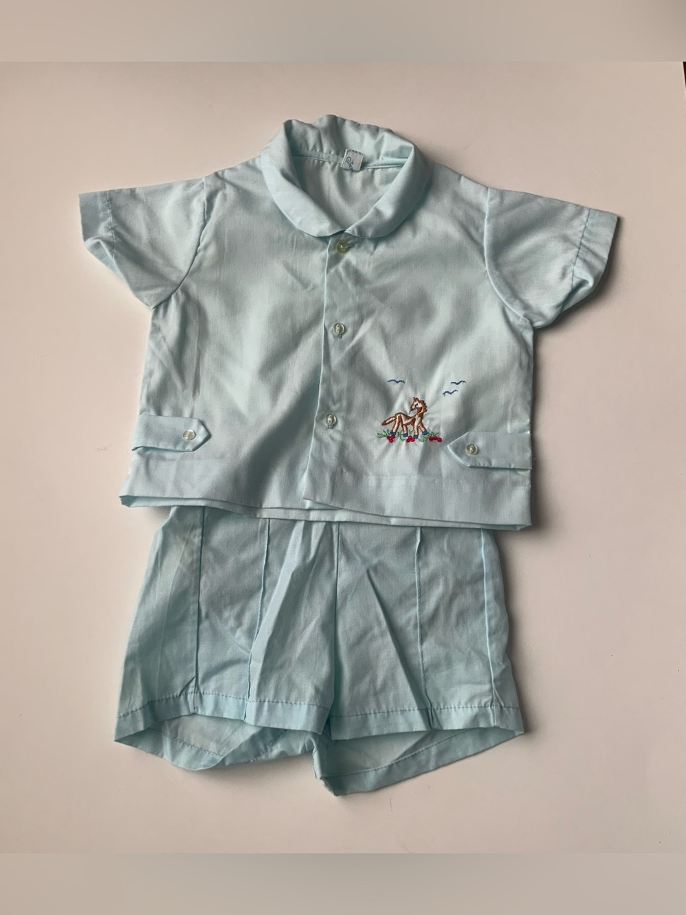 Vintage 60s Light Blue Two-Piece Baby Set